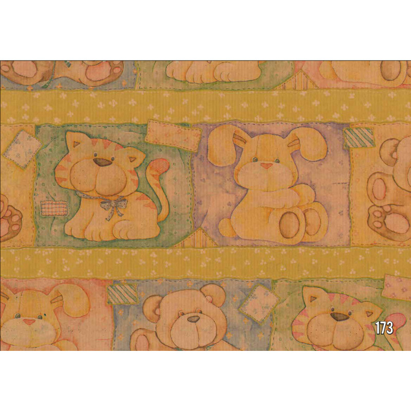 PAPEL REGALO ROLLO 31 SETIMPRES PACK 2U INFANTIL KRAFT ANIMALES ORO IK4OR