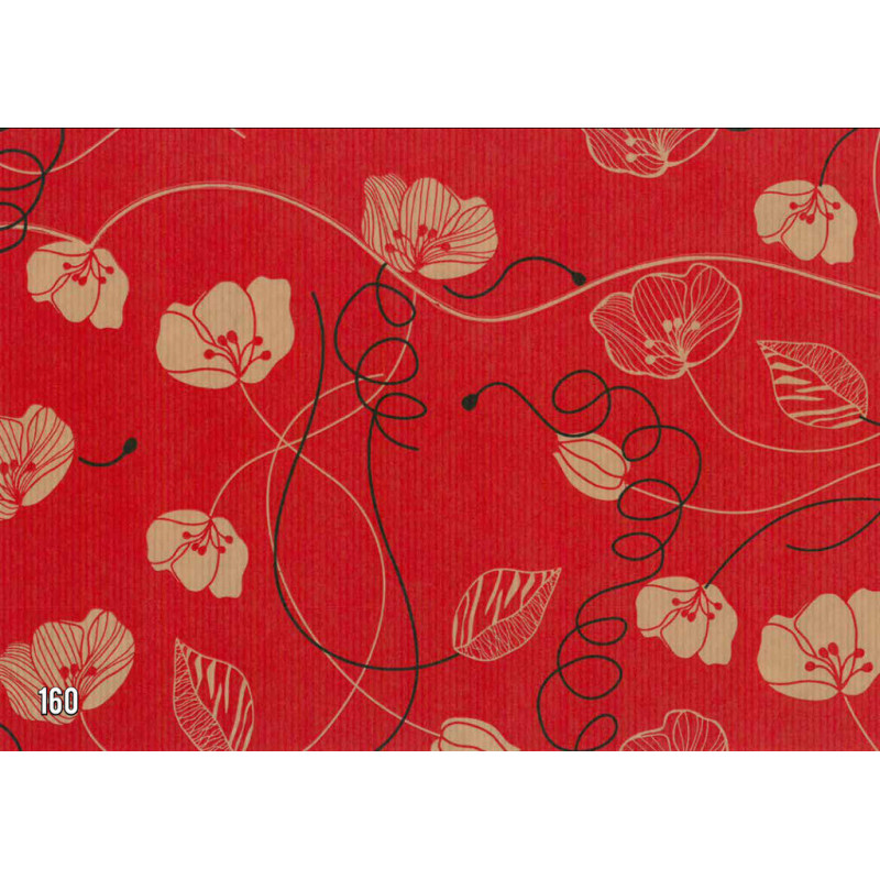 PAPEL REGALO ROLLO 31 SETIMPRES PACK 2U KRAFT ROJO FLORES K35R