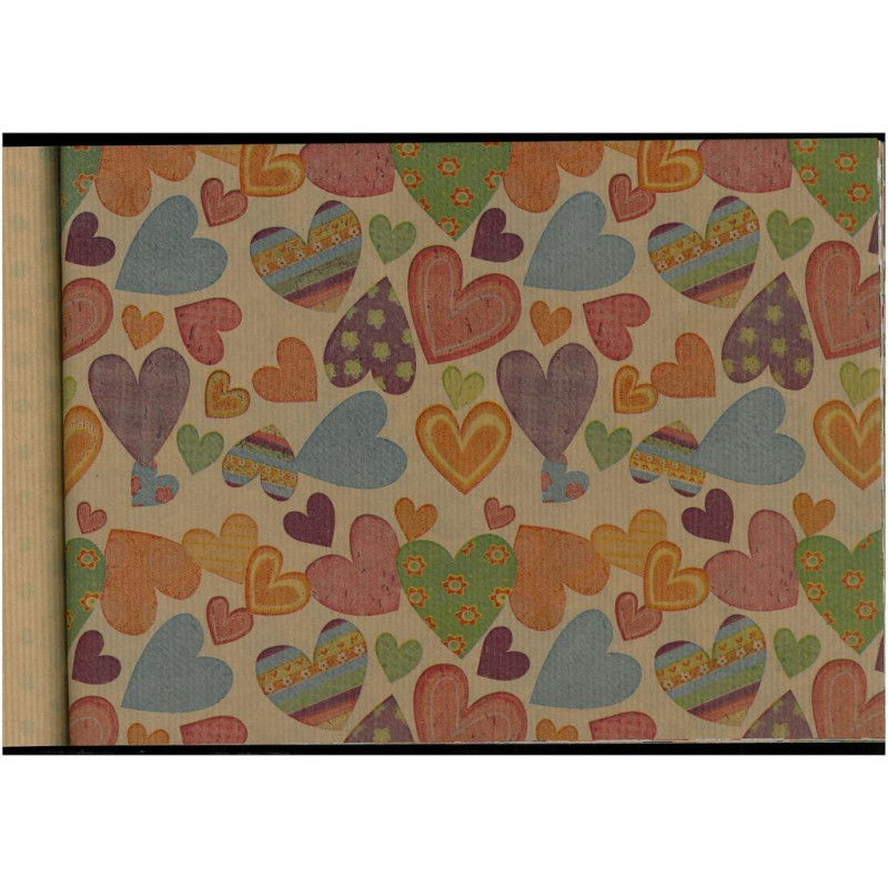 PAPEL REGALO ROLLO 31 SETIMPRES PACK 2U KRAFT CORAZONES ROJO K38R
