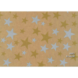 PAPEL REGALO ROLLO 31 SETIMPRES PACK 2U KRAFT ESTRELLAS ORO PLATA K44OR