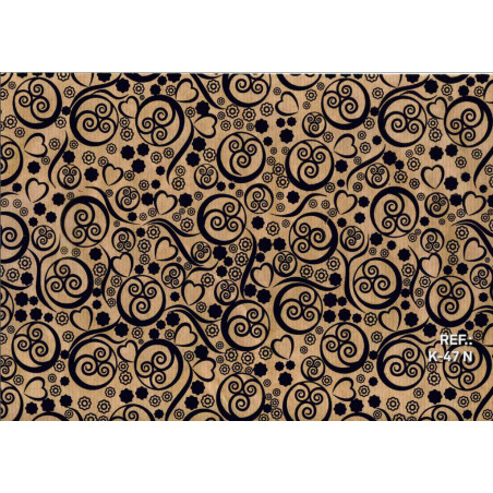 PAPEL REGALO ROLLO 31 SETIMPRES KRAFT ESPIRALES NEGRO K47N PACK 2U