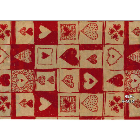 PAPEL REGALO ROLLO 31 SETIMPRES KRAFT CORAZONES ROJO K50R PACK 2U