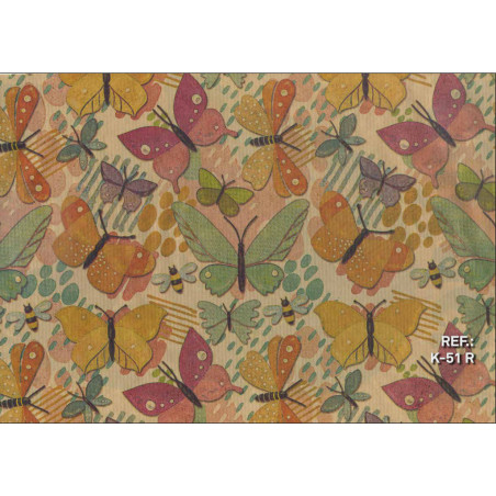 PAPEL REGALO ROLLO 31 SETIMPRES KRAFT MARIPOSAS ROJO K51R PACK 2U