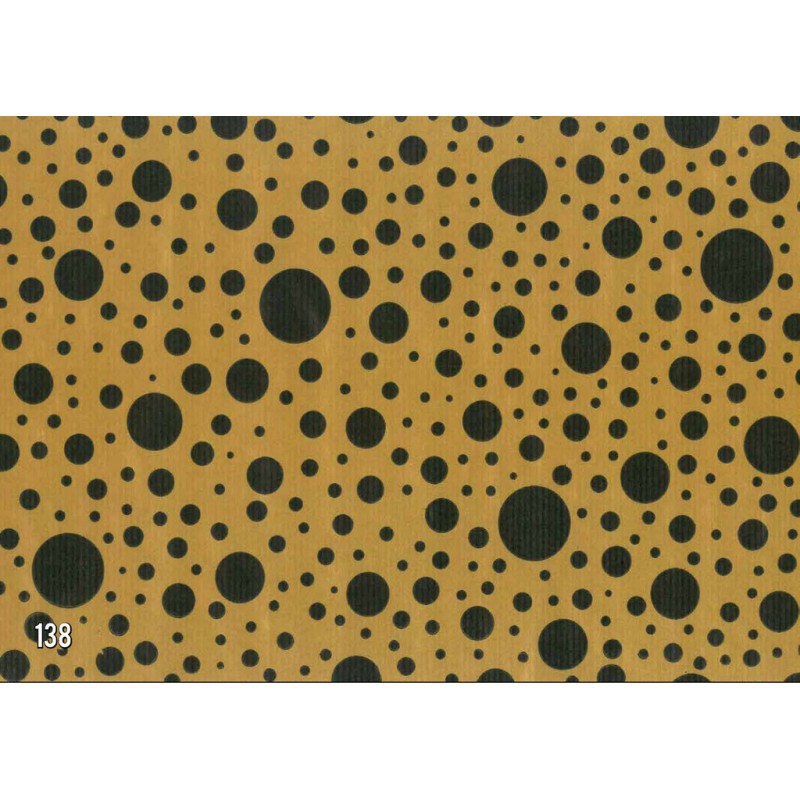 PAPEL REGALO ROLLO 31 SETIMPRES PACK 2U KRAFT ORO PUNTOS NEGRO K5OR