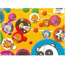 PAPEL REGALO ROLLO 31 HVS ESTUCADO CARITAS ANIMALES L1262 ^
