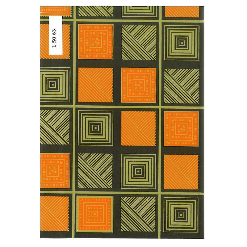 PAPEL REGALO ROLLO 31 HVS ESTUCADO CUADROS NARANJA/CHOCOLATE L5063