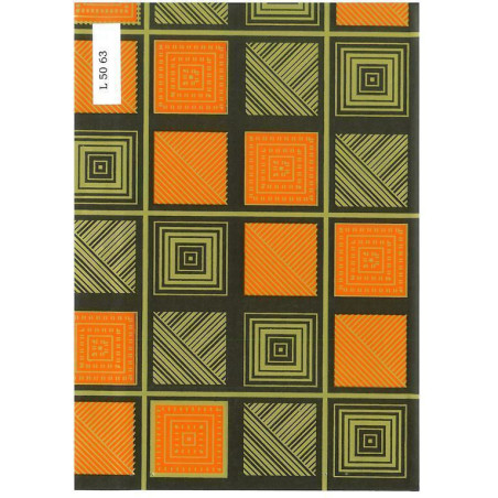 PAPEL REGALO ROLLO 31 HVS ESTUCADO CUADROS NARANJA/CHOCOLATE L5063