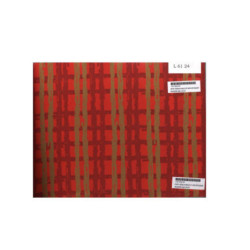 PAPEL REGALO ROLLO 31 HVS ESTUCADO CUADRADOS Y CIRCULOS ROJO NEGRO PLATA L6124 ^