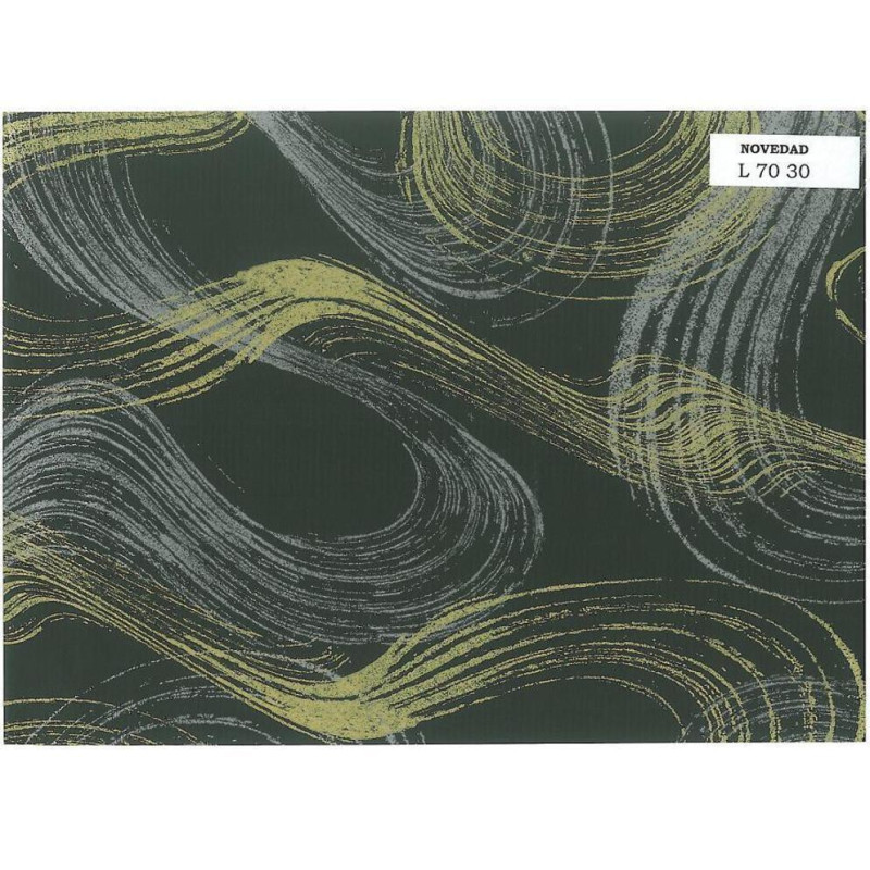 PAPEL REGALO ROLLO 31 HVS ESTUCADO TRAZOS ORO PLATA NEGRO L7030