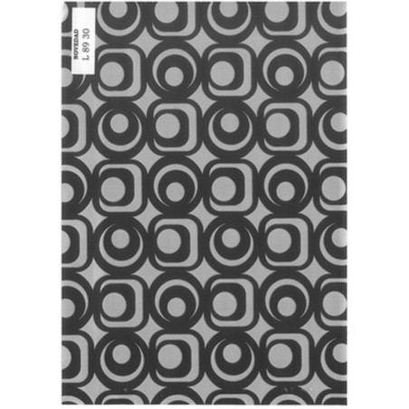 PAPEL REGALO ROLLO 31 HVS ESTUCADO CIRCULOS Y CUADROS NEGRO L8930 ^