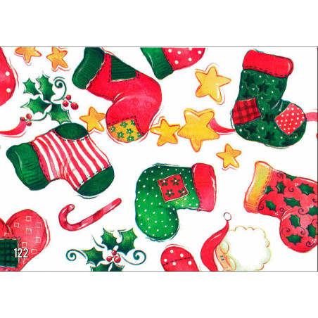 PAPEL REGALO ROLLO 31 SETIMPRES PACK 2U ESTUCADO NAVIDAD CALCETINES NOEL BLANCO N11B