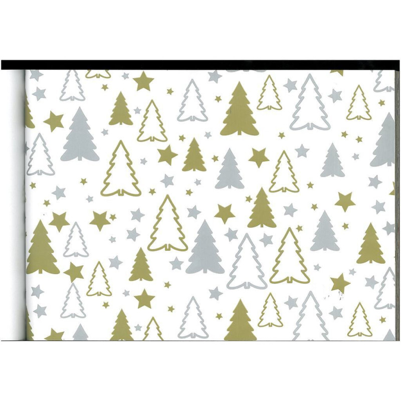 PAPEL REGALO ROLLO 31 SETIMPRES PACK 2U ESTUCADO NAVIDAD ARBOLES BLANCO N14B