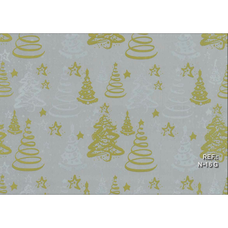 PAPEL REGALO ROLLO 31 SETIMPRES PACK 2U ESTUCADO NAVIDAD ARBOLES GRIS N16G