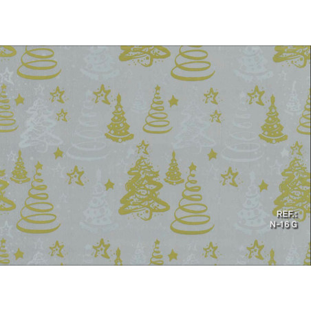 PAPEL REGALO ROLLO 31 SETIMPRES PACK 2U ESTUCADO NAVIDAD ARBOLES GRIS N16G
