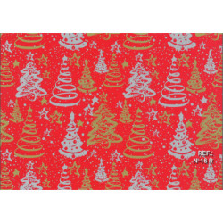 PAPEL REGALO ROLLO 31 SETIMPRES PACK 2U ESTUCADO NAVIDAD ARBOLES ROJO N16R