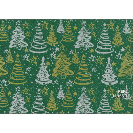 PAPEL REGALO ROLLO 31 SETIMPRES PACK 2U ESTUCADO NAVIDAD ARBOLES VERDE N16VR