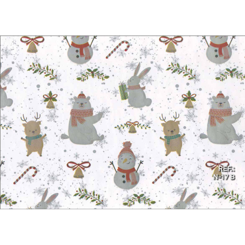PAPEL REGALO ROLLO 31 SETIMPRES ESTUCADO NAVIDAD MUÑECO NIEVE BLANCO N17B PACK 2U