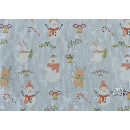 PAPEL REGALO ROLLO 31 SETIMPRES ESTUCADO NAVIDAD MUÑECO NIEVE PLATA N17P PACK 2U