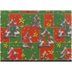 PAPEL REGALO ROLLO 31 SETIMPRES ESTUCADO NAVIDAD ARBOLES ROJO VERDE N1R