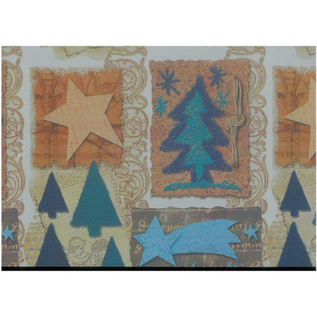 PAPEL REGALO ROLLO 31 SETIMPRES PACK 2U ESTUCADO NAVIDAD ARBOLES PLATA N2P