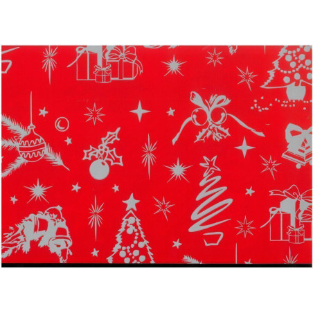 PAPEL REGALO ROLLO 31 SETIMPRES PACK 2U ESTUCADO NAVIDAD ADORNOS ROJO N5R