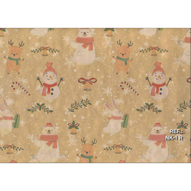 PAPEL REGALO ROLLO 31 SETIMPRES NAVIDAD KRAFT MUÑECO NIEVE ROJO NK1R PACK 2U