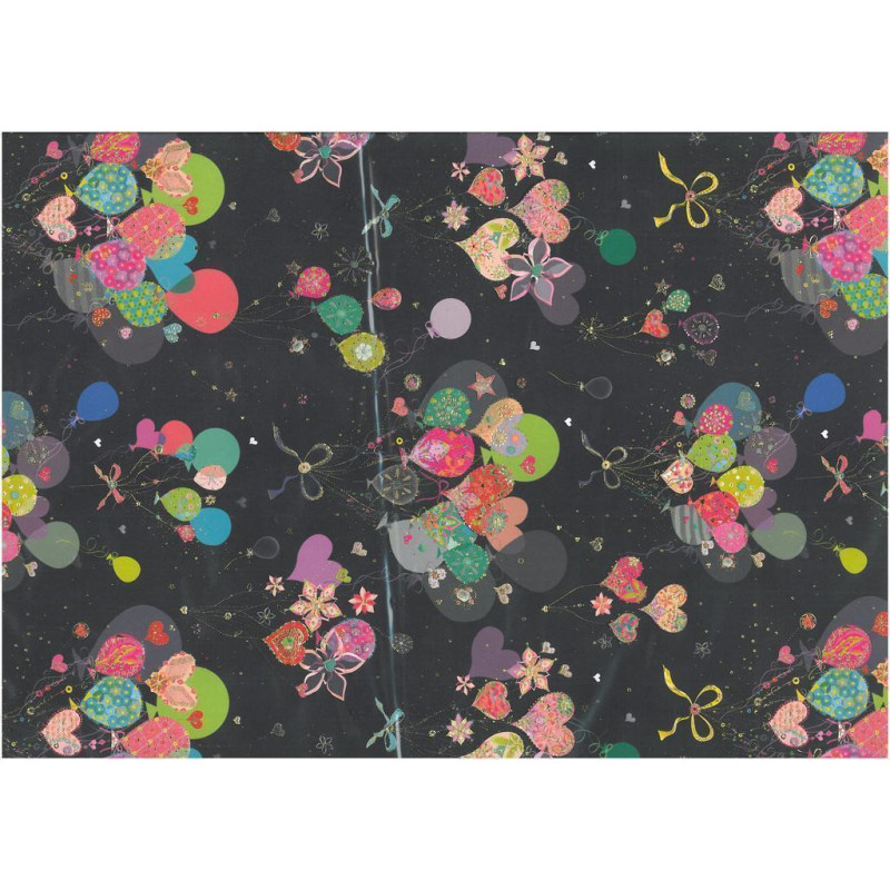 PAPEL REGALO 50*70 ARGU TURNOWSKY GLOBOS NEGRO PTE 10H 39106 MOD 22 ^