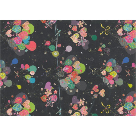 PAPEL REGALO 50*70 ARGU TURNOWSKY GLOBOS NEGRO PTE 10H 39106 MOD 22 ^