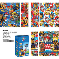 PAPEL REGALO ROLLO 0,70*2 PERONA16 PAW PATROL UNIDAD 52411