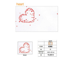 PAPEL CELOFAN HEART 0,8*50M CORAZONES ROJO 6385