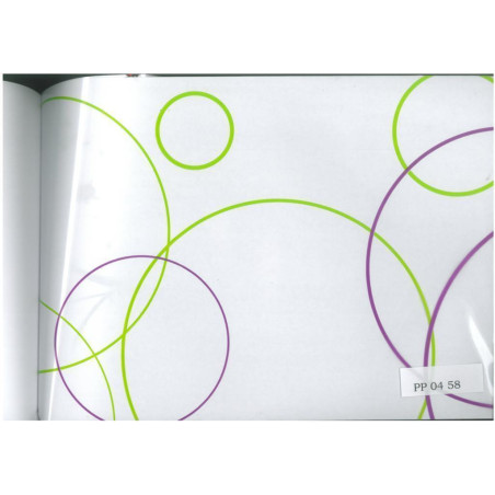 PAPEL CELOFAN HVS 0,8*50M CIRCULOS VERDE VIOLETA PP0458