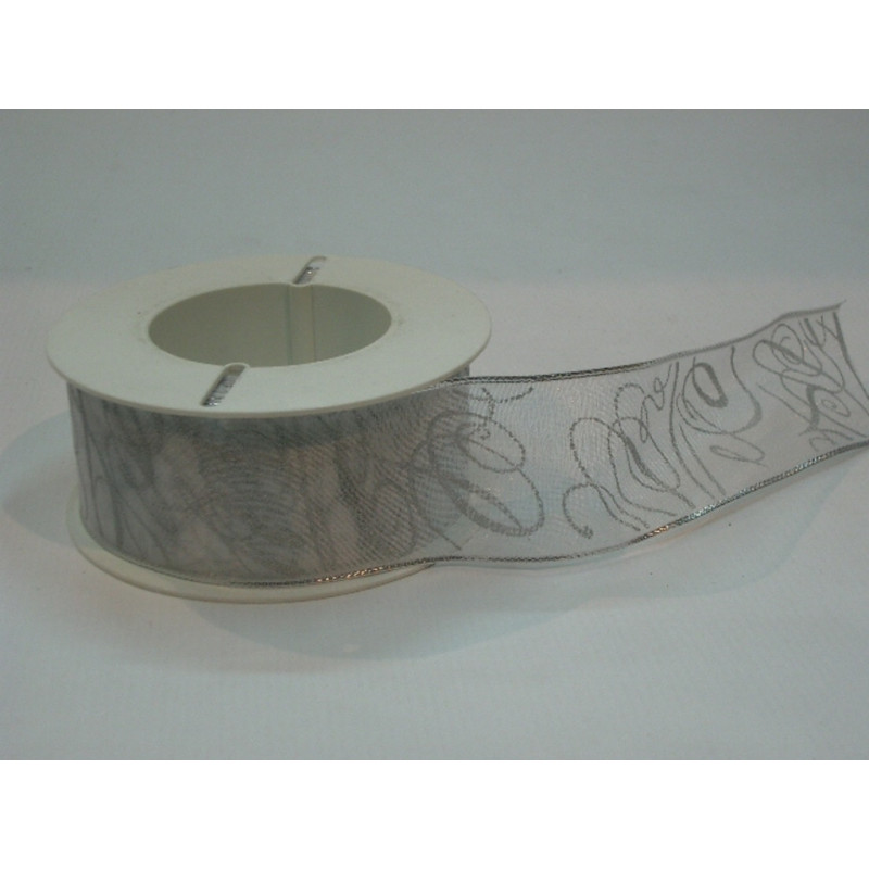 CINTA REGALO SEDA LETTERS PLATA 40MM 20M 2651