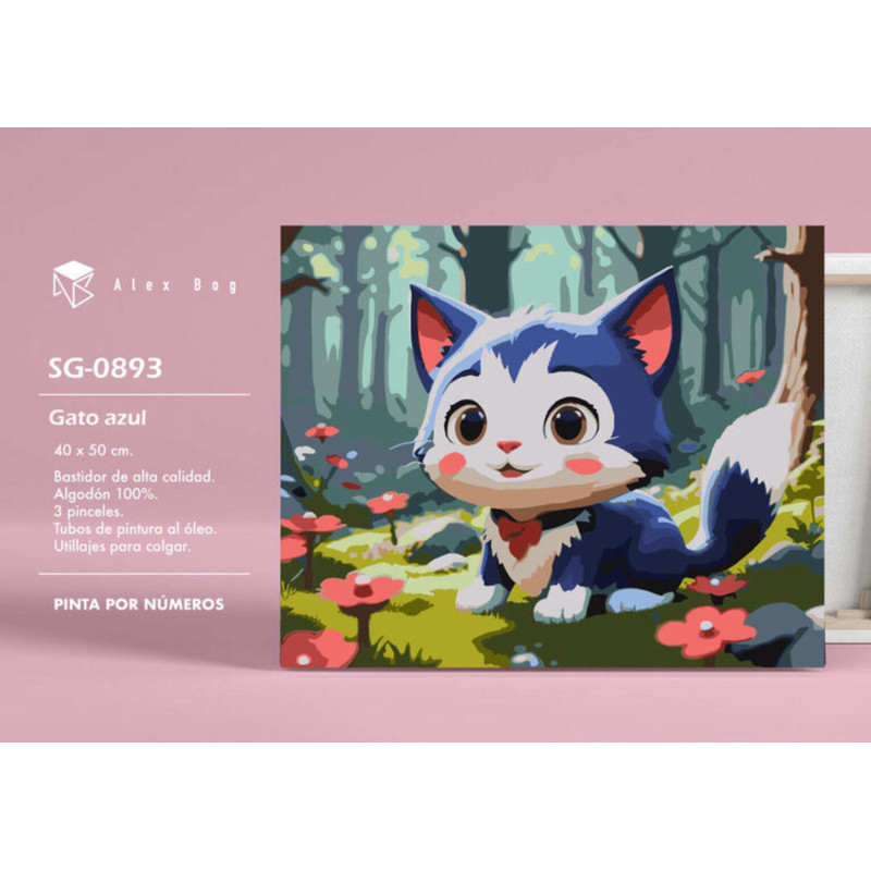 LIENZO ALEX BOG PINTAR POR NUMEROS 40*50 GATO AZUL SG-0893