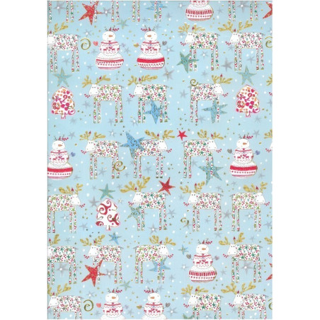 PAPEL REGALO 50*70 ARGU TURNOWSKY NAVIDAD RENOS Y MUÑECOS PTE 10H 38771 ^