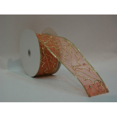 CINTA REGALO SEDA COBRE RELIEVE 60MM 10YD 56307 ^