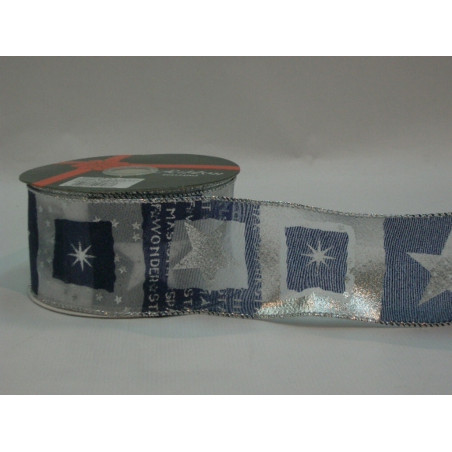 CINTA REGALO SEDA AZUL PLATA 60MM 25YD 57133 ^