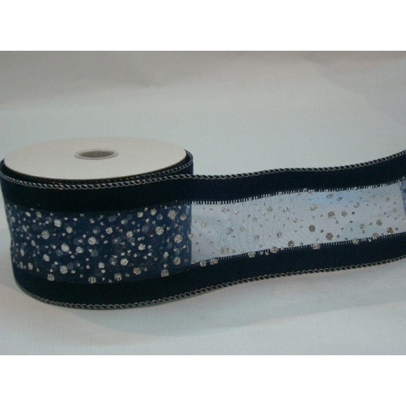 CINTA REGALO SEDA TERCIOPELO AZUL PLATA 60MM 10YD 58497113 ^