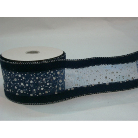 CINTA REGALO SEDA TERCIOPELO AZUL PLATA 60MM 10YD 58497113 ^