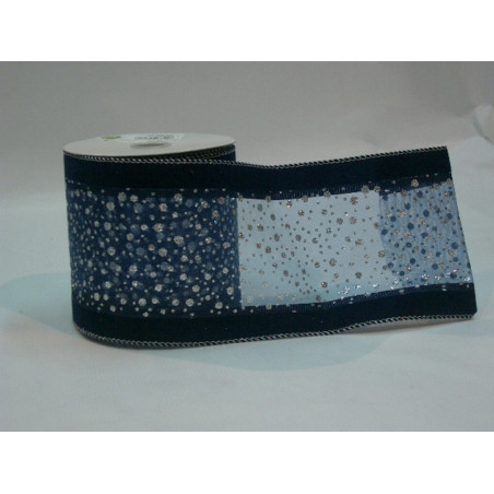 CINTA REGALO SEDA TERCIOPELO AZUL PLATA 100MM 10YD 58498109 ^