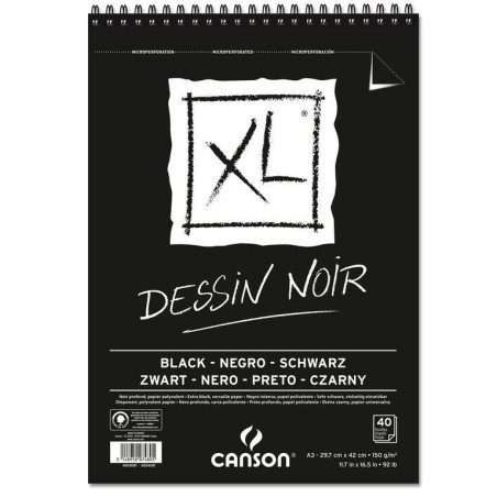 BLOC DIBUJO CANSON XL ESPIRAL NOIR 150G A-3 BLOC 40H 400039087