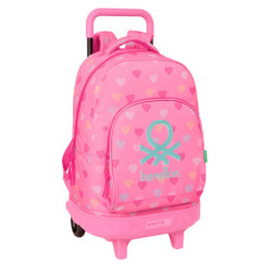 MOCHILA GDE. C/RUEDAS COMPACT EXTRAIBLE BENETTON "HEART" SAFTA26 612651918 45X33 UNIDAD