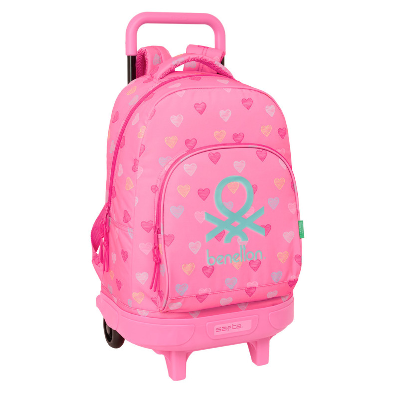 MOCHILA GDE. C/RUEDAS COMPACT EXTRAIBLE BENETTON "HEART" SAFTA26 612651918 45X33 UNIDAD