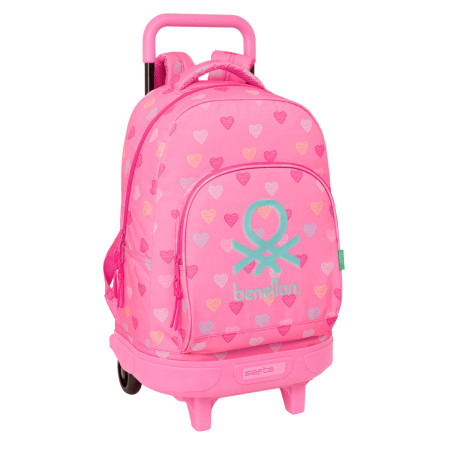 MOCHILA GDE. C/RUEDAS COMPACT EXTRAIBLE BENETTON "HEART" SAFTA26 612651918 45X33 UNIDAD
