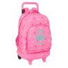 MOCHILA GDE. C/RUEDAS COMPACT EXTRAIBLE BENETTON "HEART" SAFTA26 612651918 45X33 UNIDAD