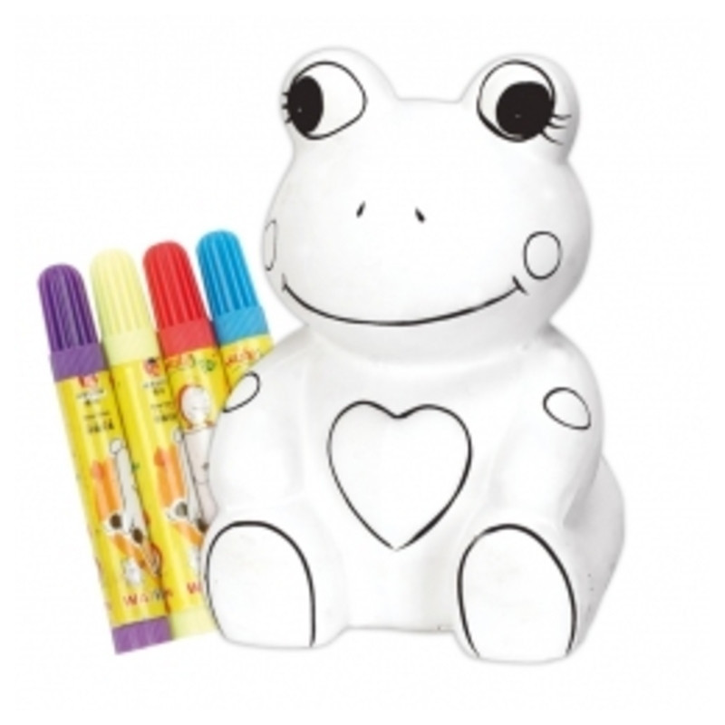 JUEGO HUCHA CERAMICA PERONA C/ROTULADORES RANITA PEQUEÑO 40670