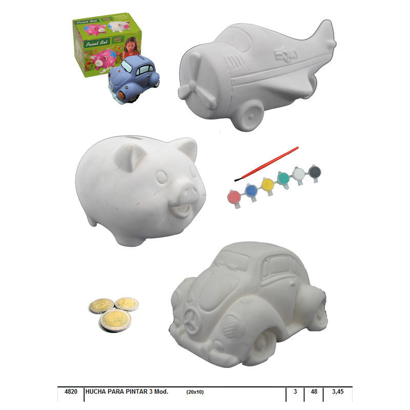 JUEGO HUCHA CERAMICA REGALPAP C/ACRILICOS 3 MOD 4820 ^