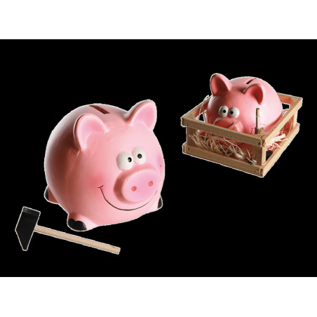 HUCHA CERAMICA CON CANDADO CERDITO C/MARTILLO 78/3913 OOTB