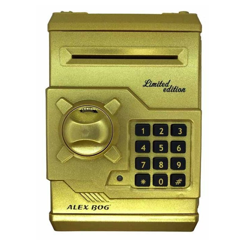 HUCHA METAL CAJA FUERTE CODIGO ALEX BOG METAL ORO EB-500