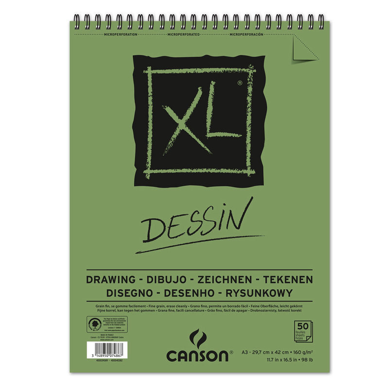 BLOC DIBUJO CANSON XL ESPIRAL DESSIN 160G A-3 BLOC 50H 400039089