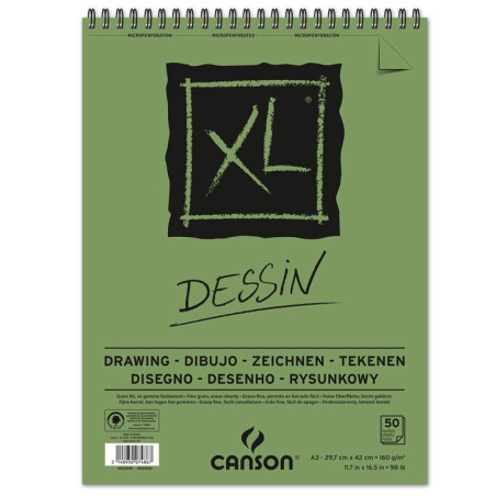 BLOC DIBUJO CANSON XL ESPIRAL DESSIN 160G A-3 BLOC 50H 400039089